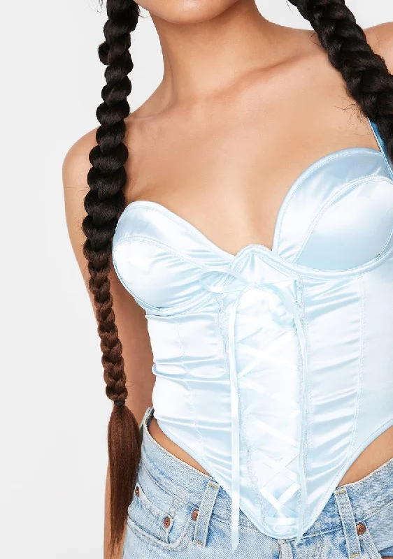 Seasonal Sale Sky In The Boudoir Satin Corset