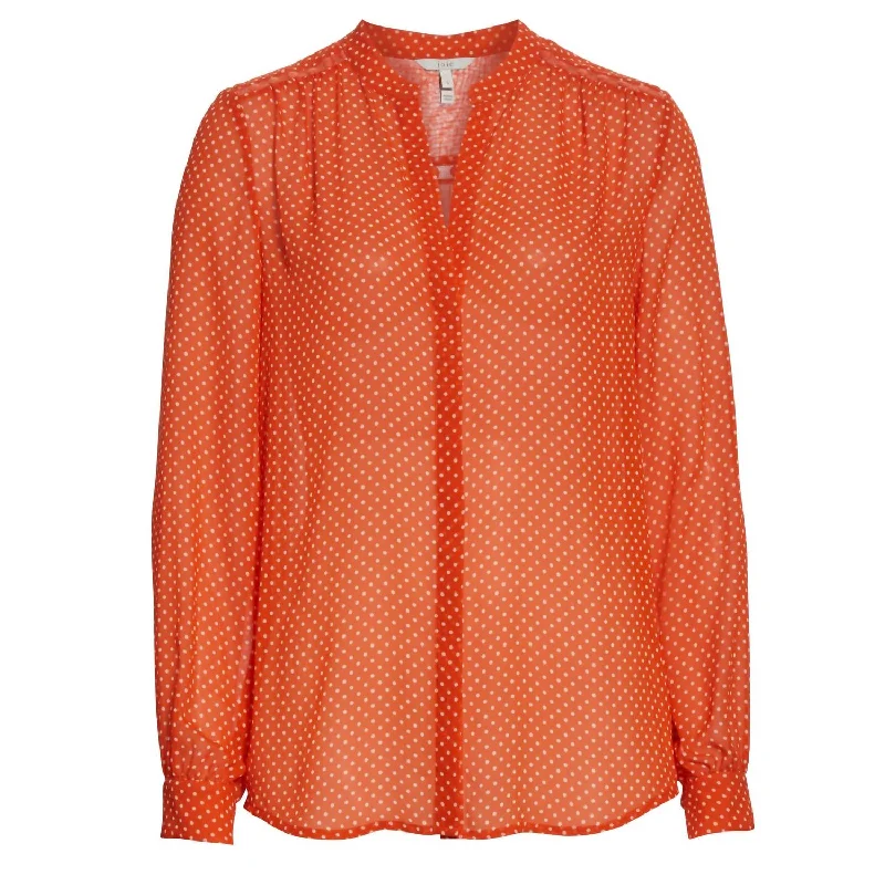 Exclusive Sale Women Mintee G Warm Terracotta Orange Polka Dot Silk Blouse