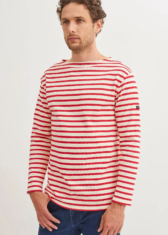 Fashion-Forward Guildo striped sailor shirt - boat neck, in thick cotton (ECRU/TULIPE)