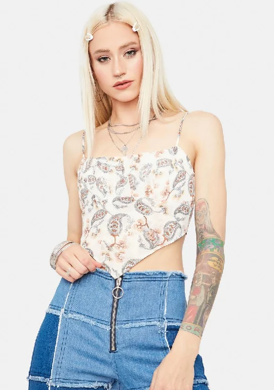 Sophisticated Style Finally Found You Paisley Crop Top