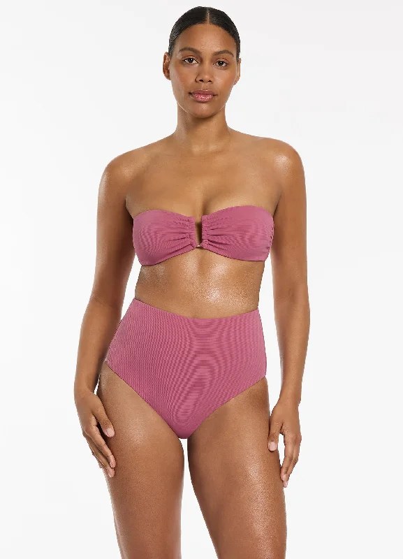 Mega Sale Isla Rib U Trim Bandeau Bikini Top - Mauve