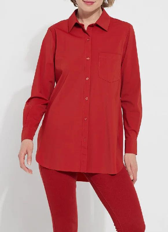 Trendy Street Style Clothing Schiffer Button Down- Matte Red