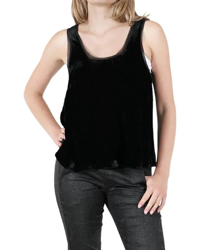 Summer Fashion Sweet Soul Velvet Tank In Black