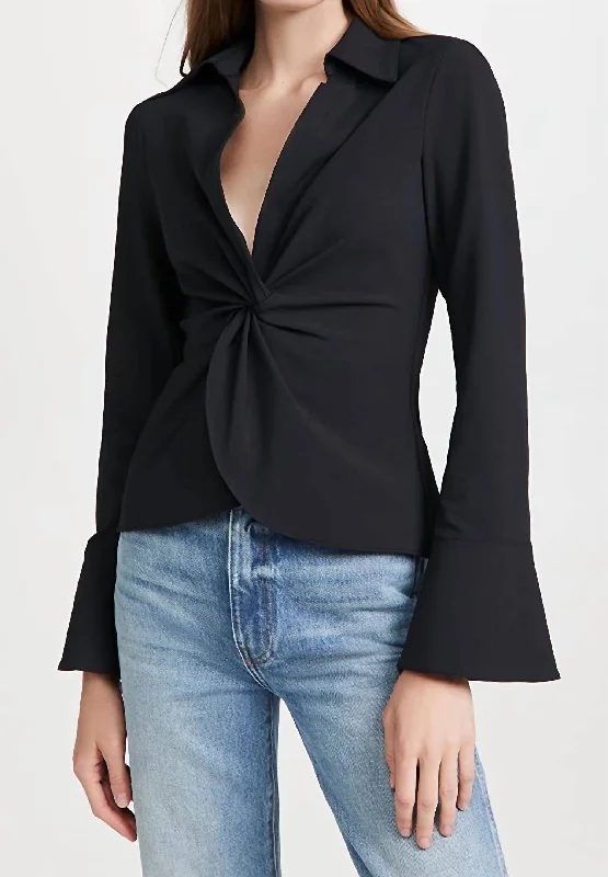 Day To Night Styles Mckenna Twist Front Blouse In Black