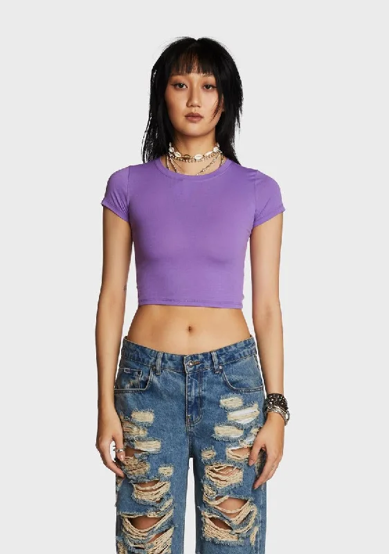 Casual Chic Lavender Stepping Off Crop Top