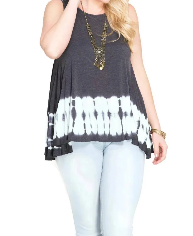 Great Deals On Ethnic Cultural Wear Tie Dye Sleeveless Tank - Plus In Charcoal