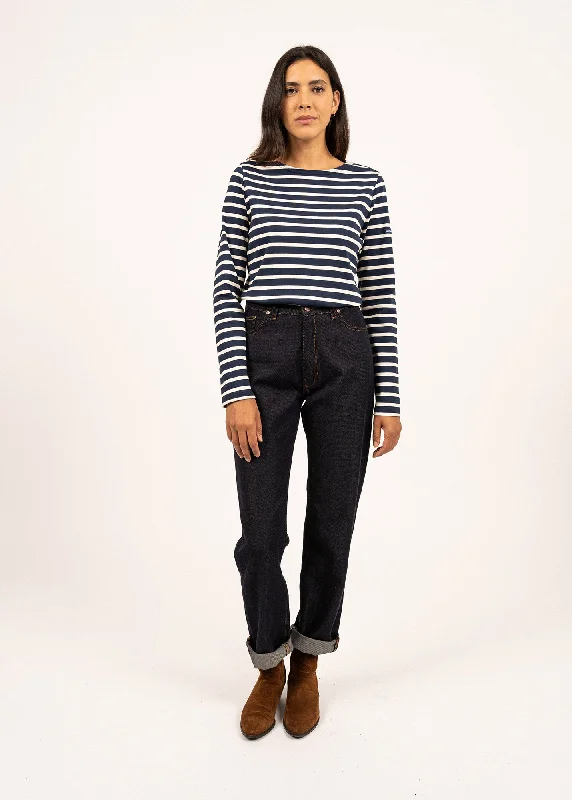 Holiday Sale Minquilock iconic sailor striped shirt - in interlock (MARINE/ECRU)