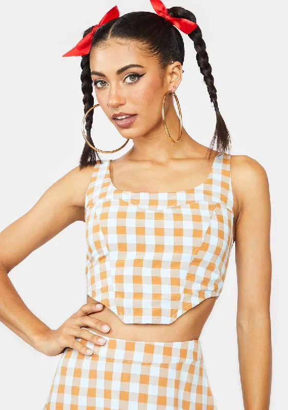 Celebrate With Big Savings Sunset Chaser Gingham Corset Top