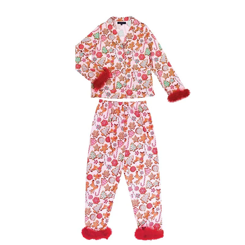 Stylish Basics Cookie Feather Button Up Pajama Set