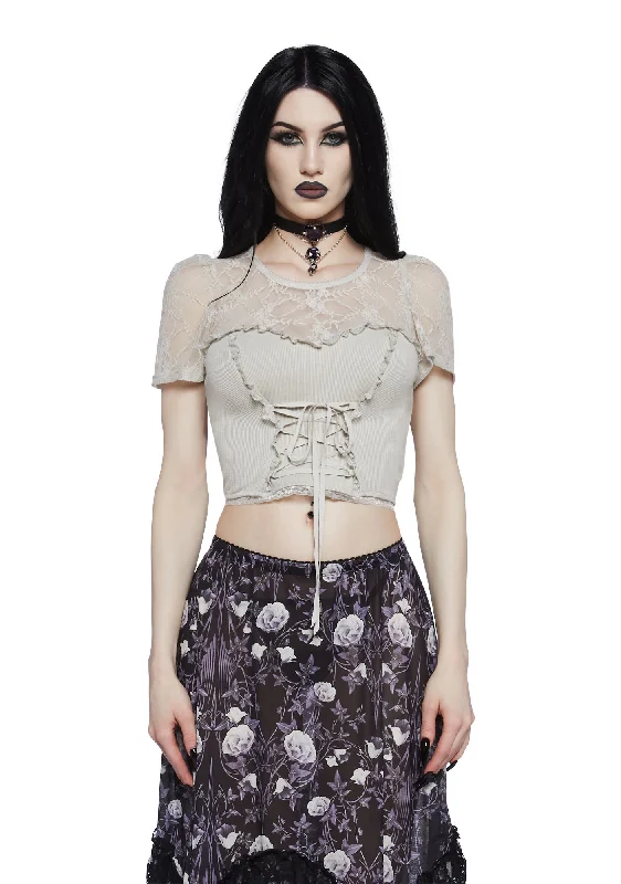 Crazy Discounts, Hurry Up Cosmic Law Corset Top - Off White