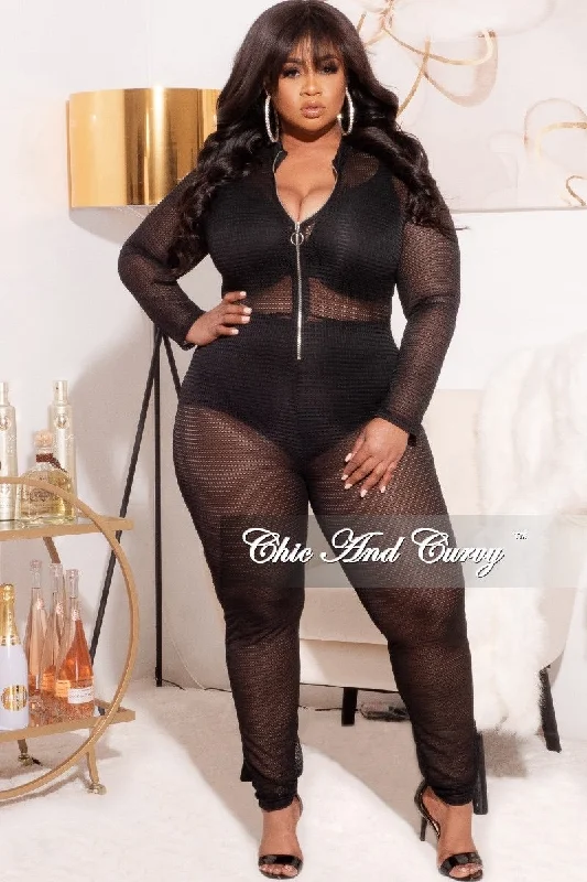 Massive Savings Final Sale Plus Size See Through Jumpsuit in Black Summer