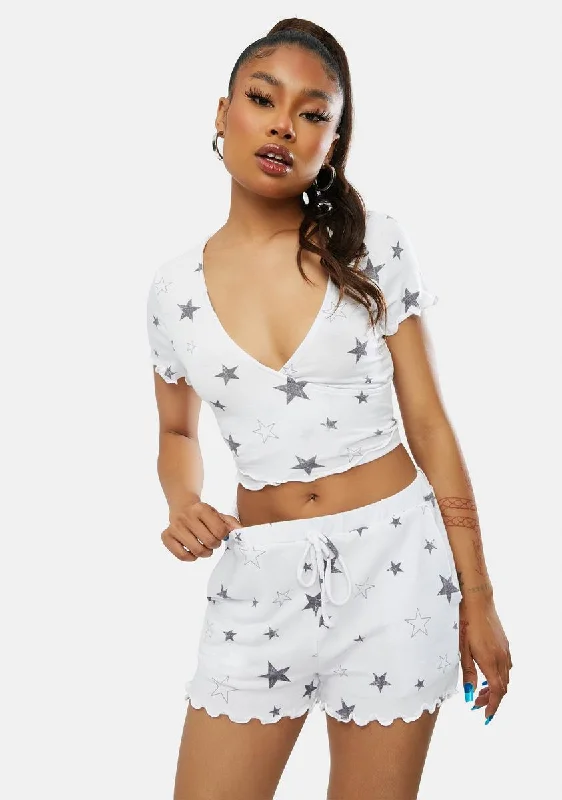 Free Spirited Fashion Text Ur Ex Star Lettuce Hem Crop Top