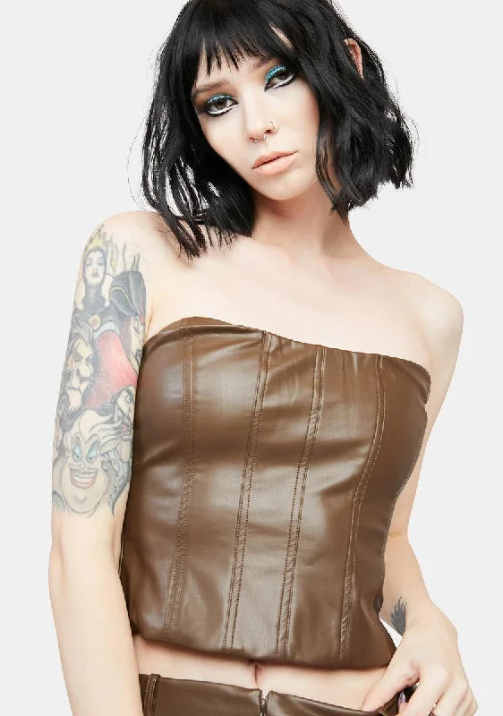 The Latest Trends High Rise Nights Vegan Leather Corset Top