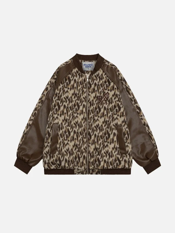 Exclusive Sale Aelfric Eden Leopard Print Varsity Jacket