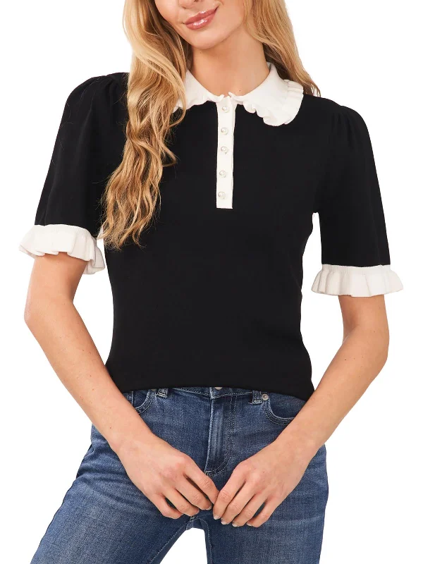 Chic Trend Collection Womens Contrast Trim Polo Blouse