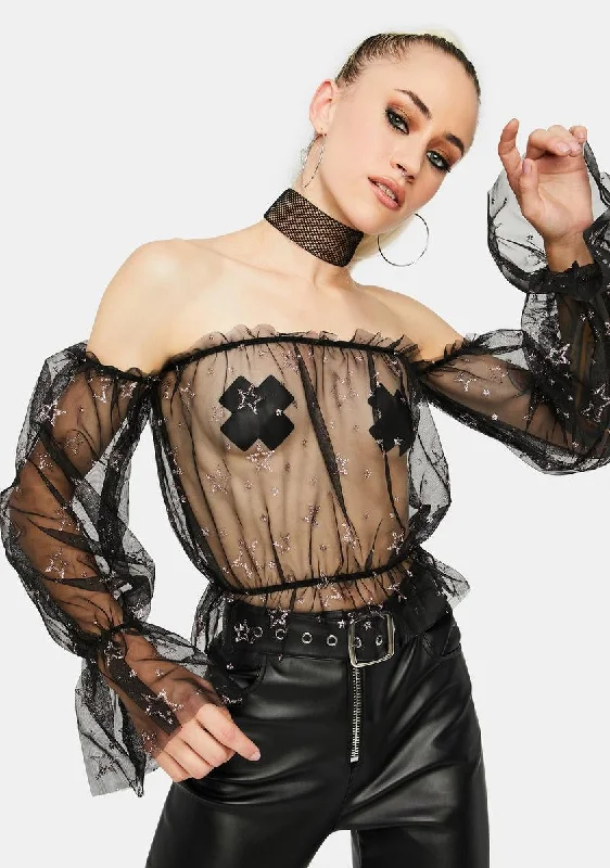 End of Season Sale About Last Night Off The Shoulder Crop Top