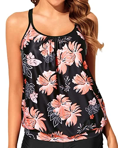 Fashion Forward Femininity Loose Fit Blouson Tankini Tops Women's Swimwear Top without Bottom