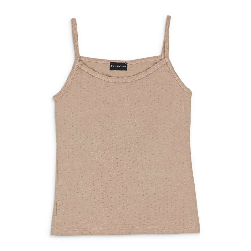 Huge Price Cut CALLIPYGIAN POINTELLE TAN TANK