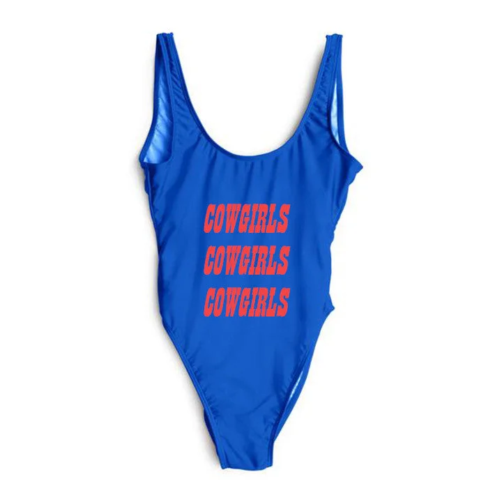 Eclectic Style Wardrobe COWGIRLS COWGIRLS COWGIRLS [SWIMSUIT W/ RED TEXT]