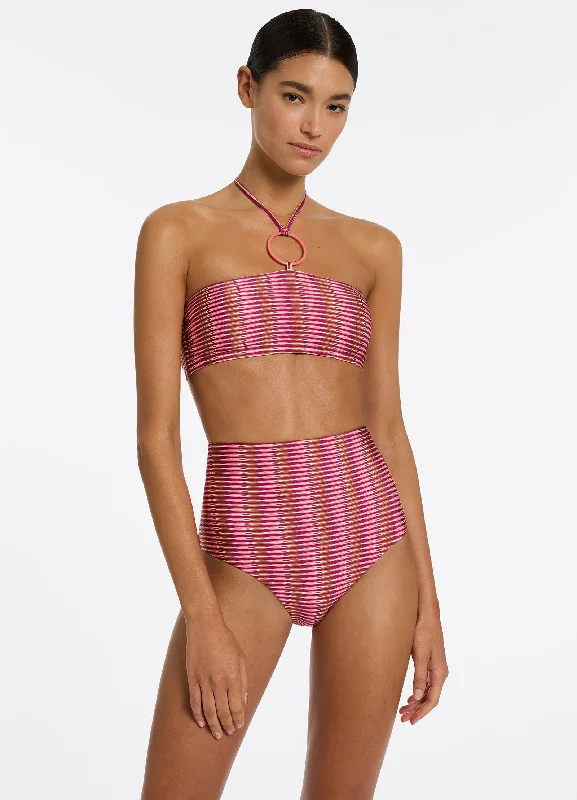 Wardrobe Upgrade Alessia Geo High Waist Bikini Bottom - Peony