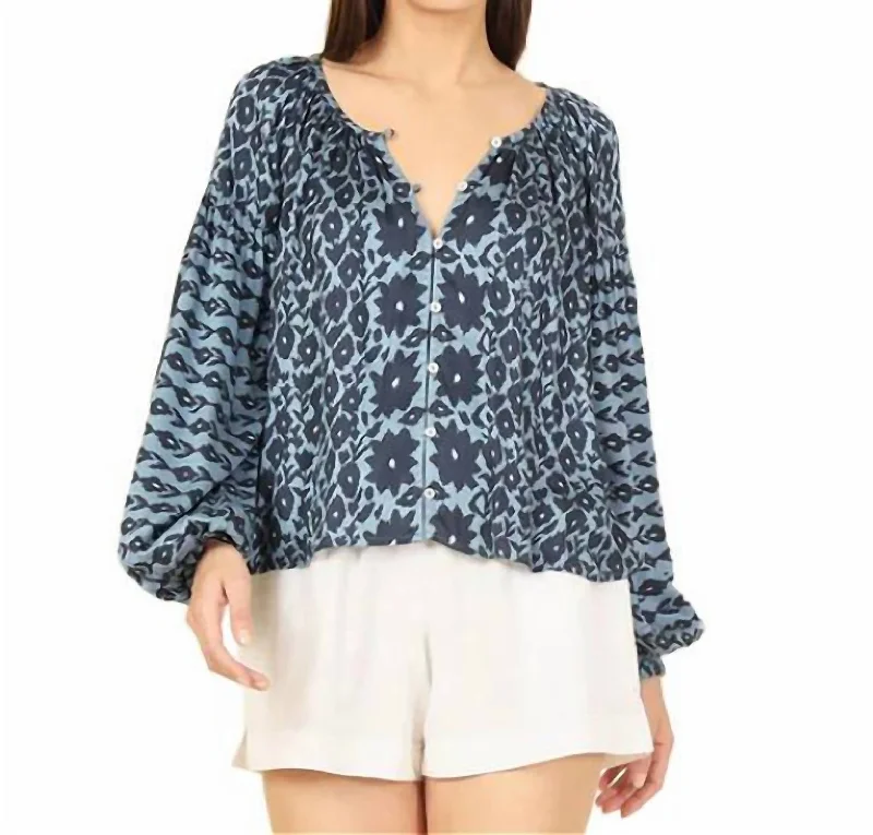 Limited Styles Flora Blouse In Davina Marlin