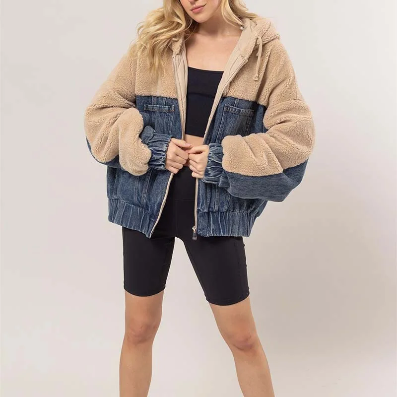 Runway Inspired Wear Denim Sherpa Jacket