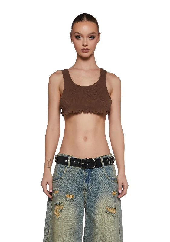 Huge Discounts This Week No Regulations Crop Tank - Brown