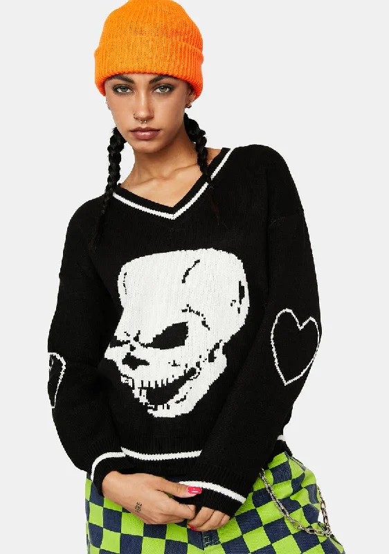 Sporty Streetwear Bone To Be Wild Knit Sweater