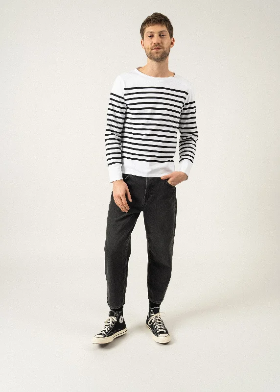 Exclusive Discount Naval authentic striped sailor shirt - in combed cotton (NEIGE/NOIR)