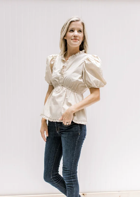 Redefining Women's Style Natural Ruffle Blouse