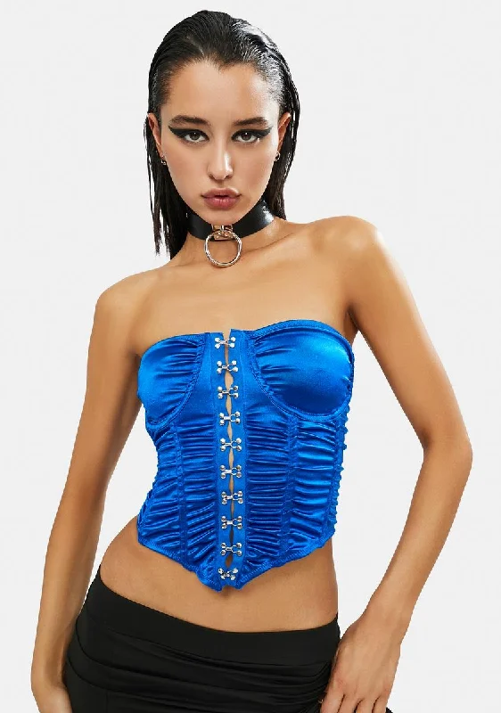 Essentials On Sale Disco Royale Satin Corset Top