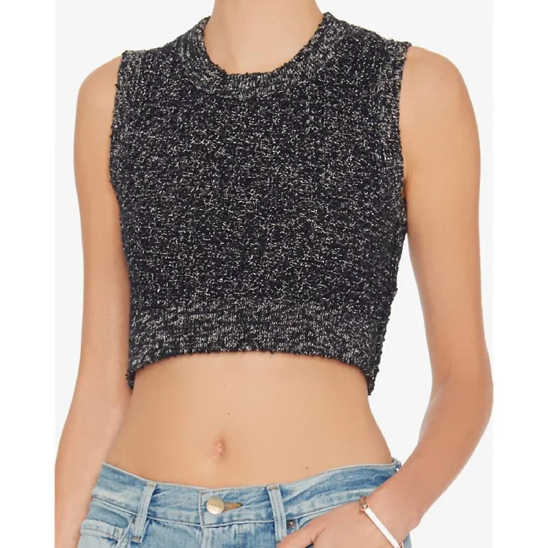 Last Chance Sale Shredded Cropped Linen Tank In Gray