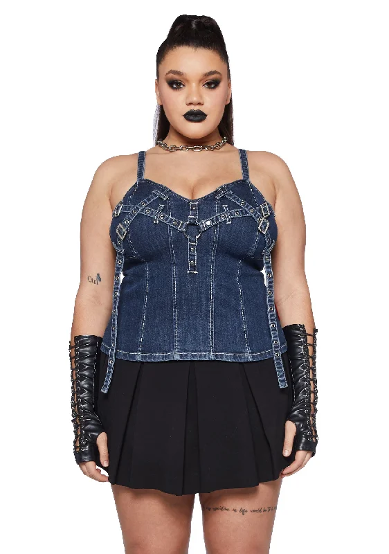 Summer Splash Sale Plus X-Denim Corset Top