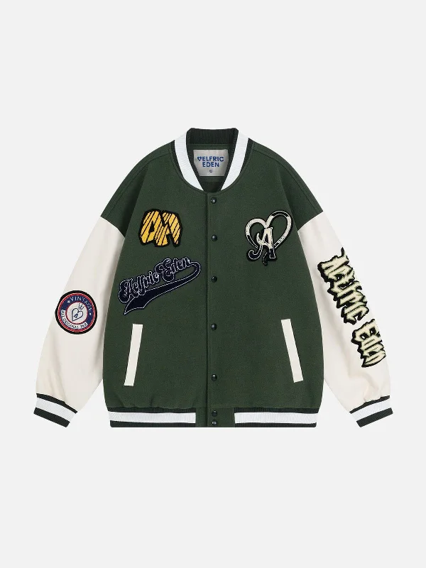 Fashionista Favorites Aelfric Eden Towel Embroidery Badge Varsity Jacket