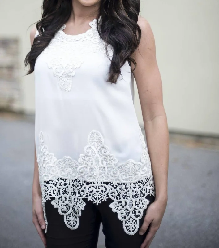 Luxury Fashion Lace Vintage Trim Tank In White