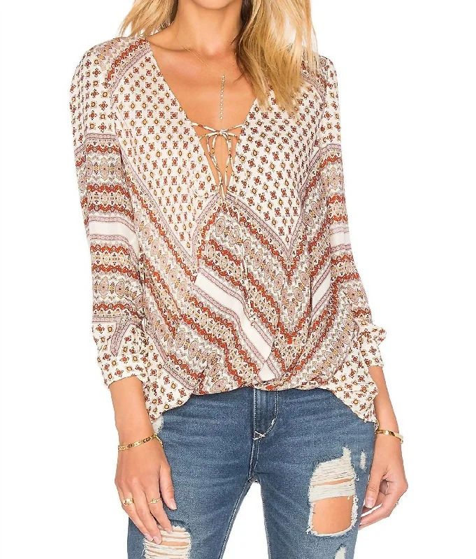 Trend Alert Drape Front Top Blouse In Multi