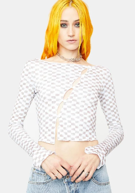 Fashion Essentials Ur Luxurious Checkered Crop Top