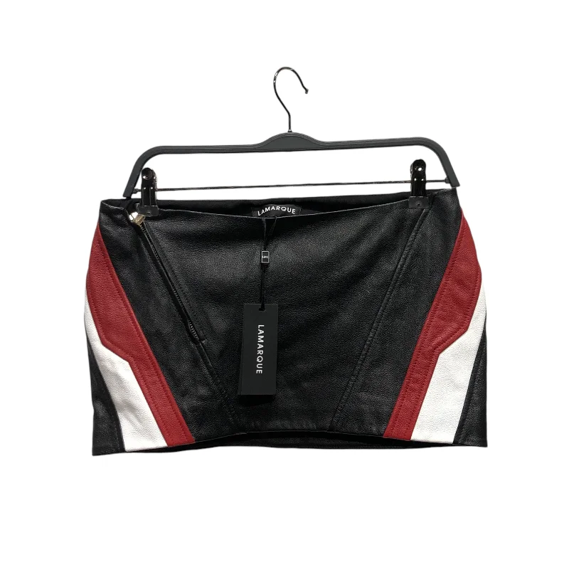 Limited Styles LAMARQUE/Skirt/XS/Stripe/Leather/BLK/WHITE/RED/BLK LEATHER MINI