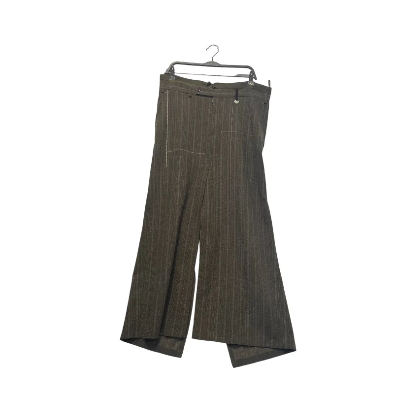 Seasonal Clearance MARITHE FRANCOIS GIRBAUD/Long Skirt/30/Stripe/Cotton/KHK/Maxi Length/Open Leg Skirt, Zipper Front