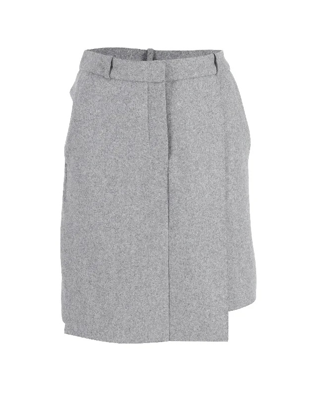 Fashion Forward Femme Acne Studios Knee Length Skirt in Grey Wool