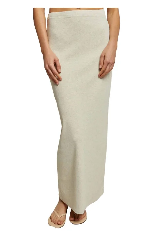 Trendy Threads Aja Ribbed Maxi Skirt In Oatmeal