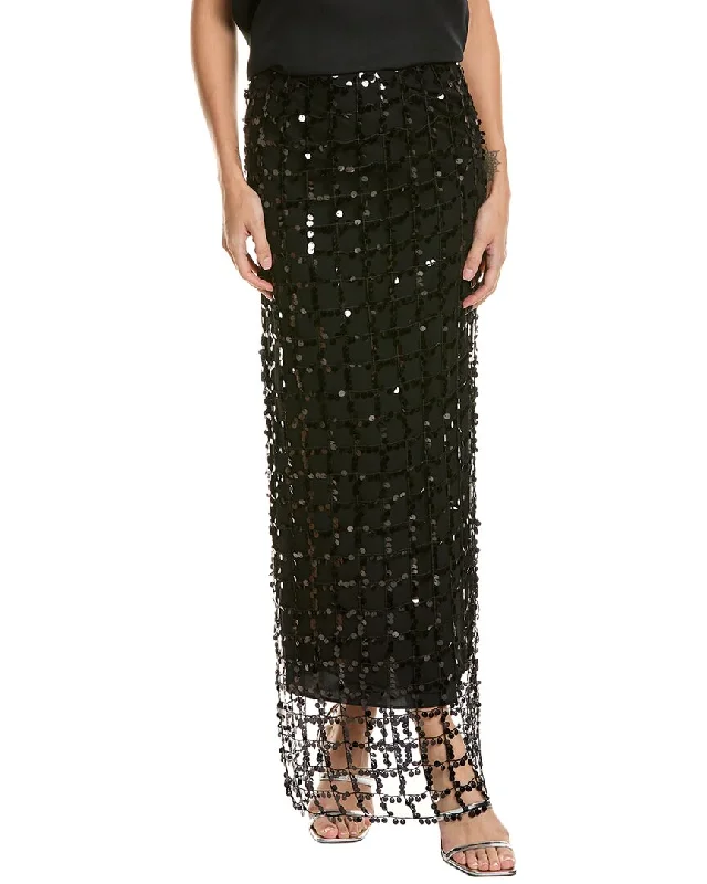 All Season Basics Discount Alberta Ferretti Sequin Net Silk Maxi Skirt