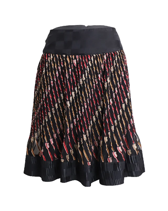 Timeless Elegance Redefined Anna Sui Printed Knee Length Skirt in Multicolor Silk