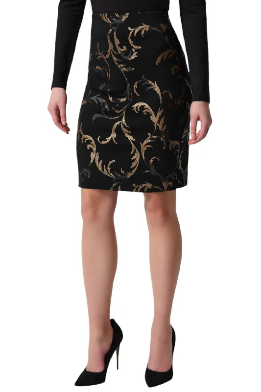 Sale Event, Prices Rock Baroque Print Skirt In Black/gold