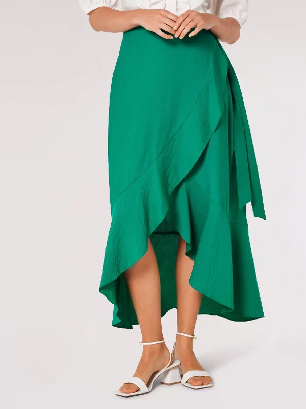 Unbeatable Deals Big Ruffle Maxi Skirt In Green