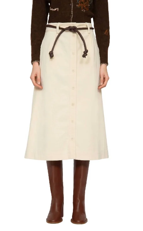 Bid Farewell To The Old Season Carine Corduroy Button Down Skirt In Cream