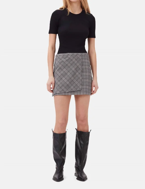 Season Offer Check Mix Mini Skirt In Grey