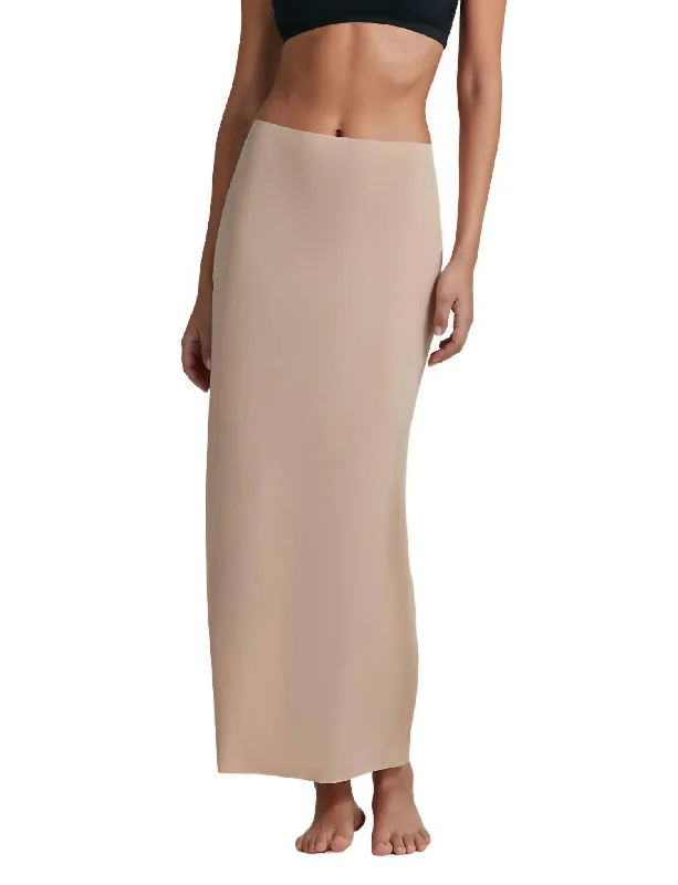 Bid Farewell To The Old Season Classic Maxi Half Slip Skirt In Beige