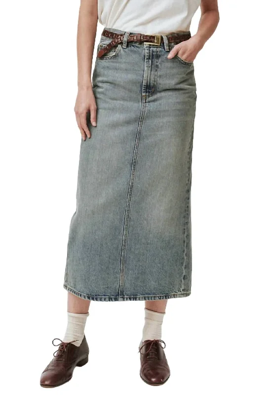 Vintage Inspired Fashion Sale Column Skirt In Monterey Wash