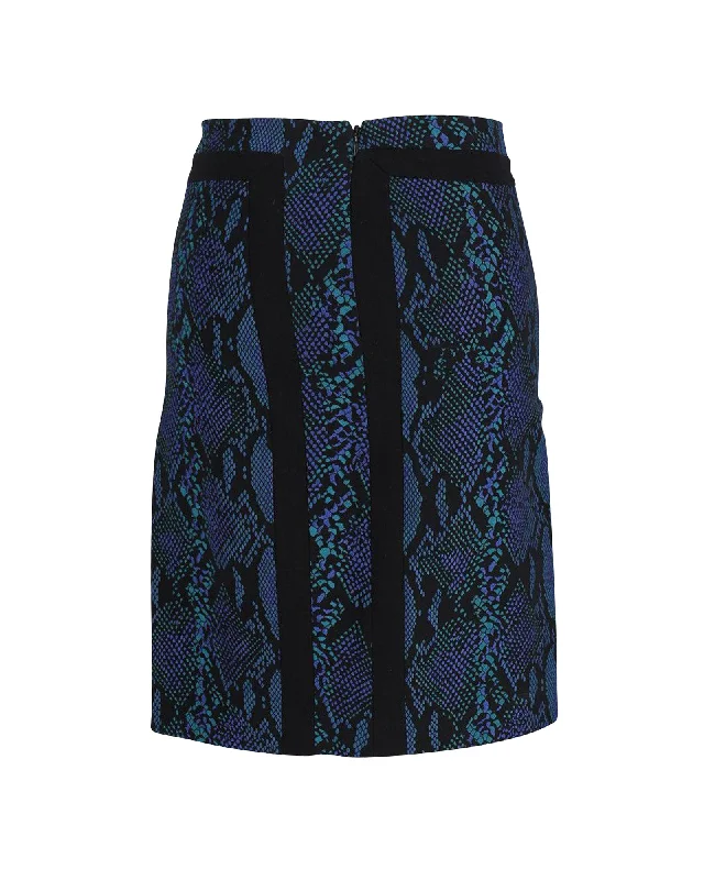 Unleash Your Trendy Side Diane Von Furstenberg Animal Print Pencil Skirt in Blue Acetate